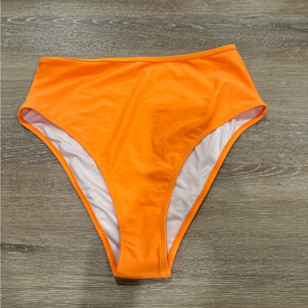 Orange high waisted bikini bottoms